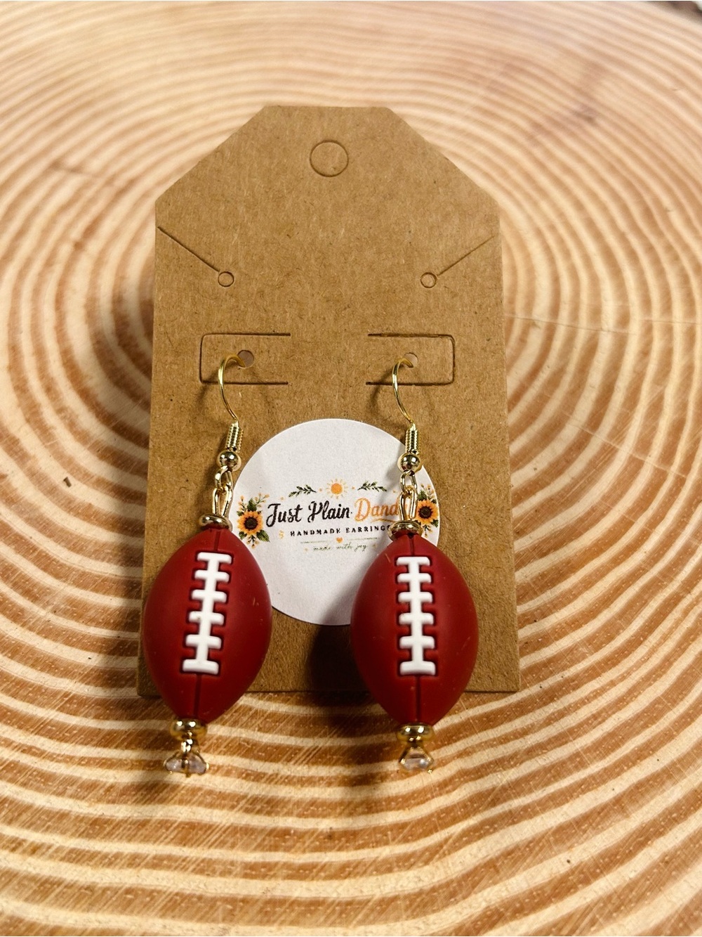 Football Earrings Red Sports Game Day Tailgate Team Spirit